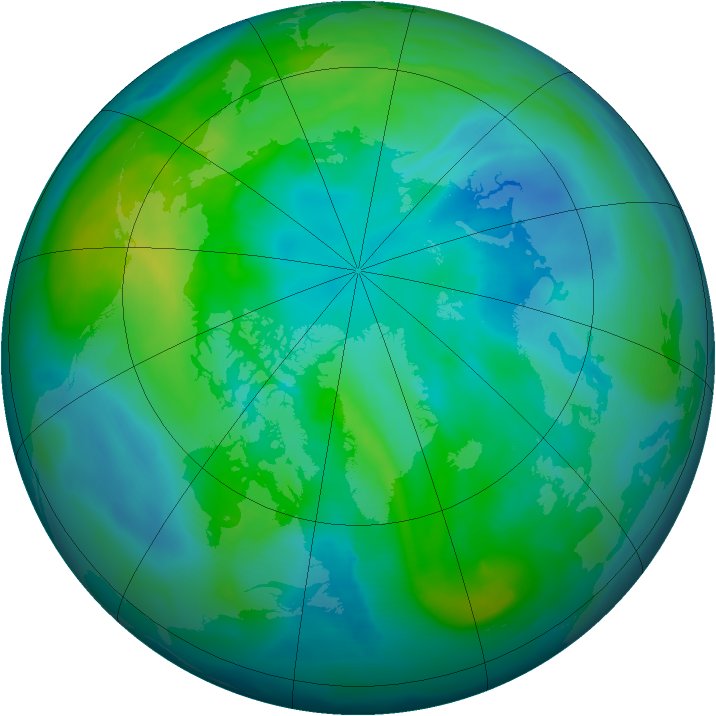 Arctic ozone map for 07 October 2010